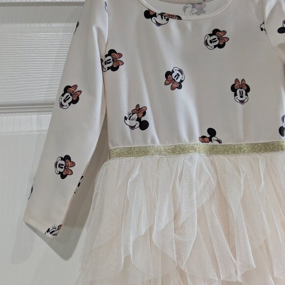 Disney Junior Minnie Mouse Girl's Tulle Dress Size 4T, Twirly Skirt, Long Sleeve - Picture 5 of 13